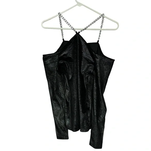 Michael Kors Women's Metallic Velvet Chain Cold Shoulder Top Gray, US Small - Picture 3 of 6